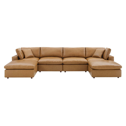 Angelic 6-Piece Cloudblend Eco-Leather Sectional, Tan