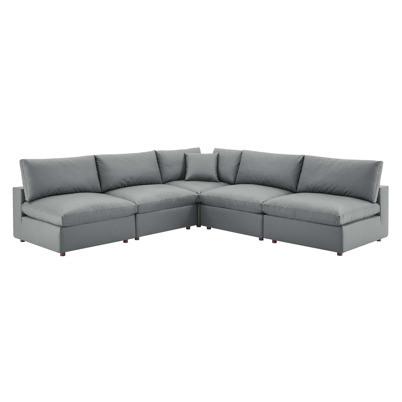 Angelic 5-Piece Cloudblend Eco-Leather Sectional, Gray