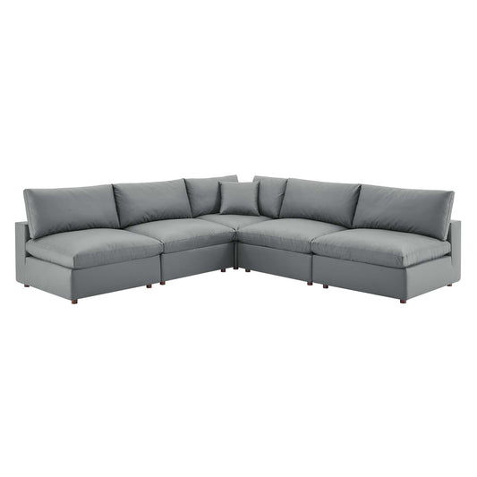 Angelic 5-Piece Cloudblend Eco-Leather Sectional, Gray