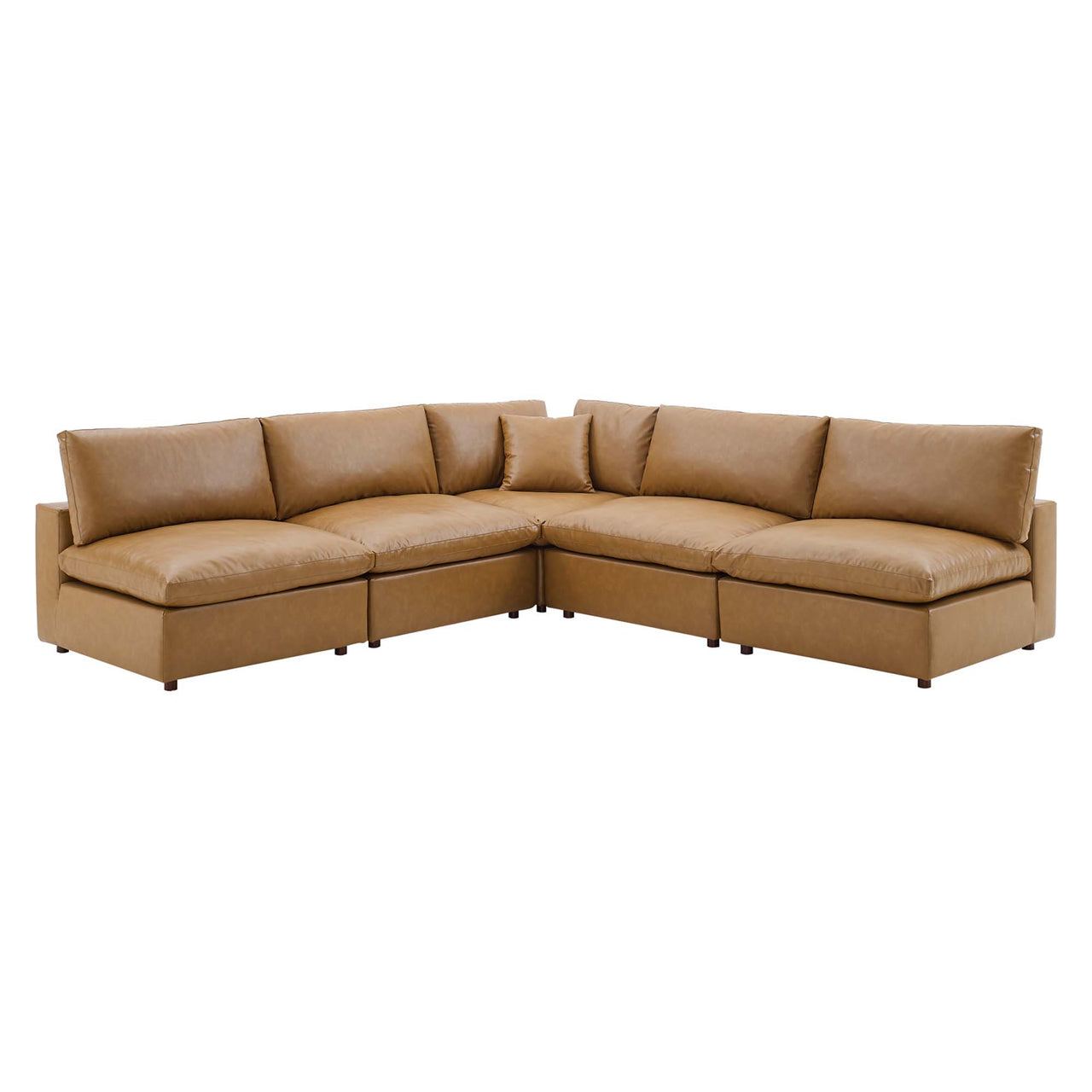 Angelic 5-Piece Cloudblend Eco-Leather Sectional, Tan
