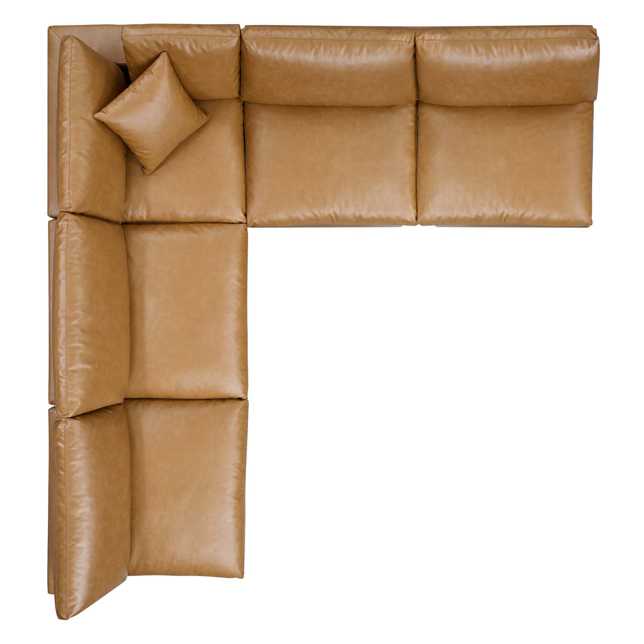Angelic 5-Piece Cloudblend Eco-Leather Sectional, Tan