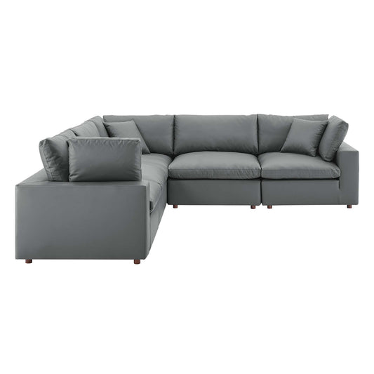 Angelic 5-Piece Cloudblend Eco-Leather Sectional, Gray
