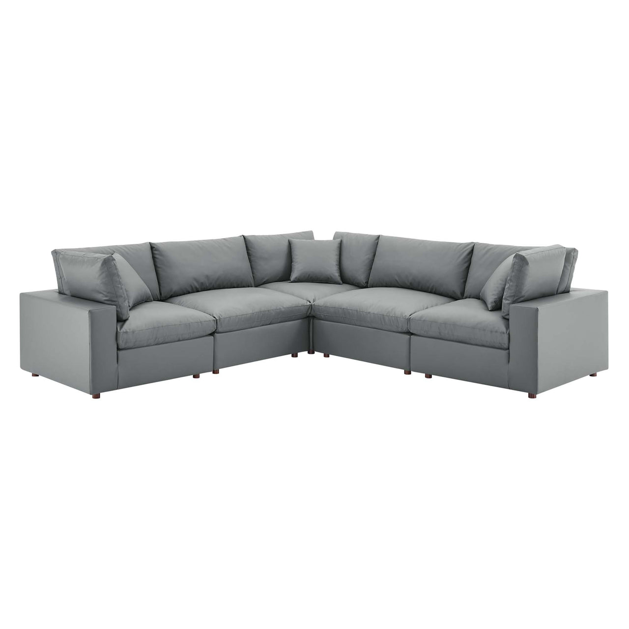Angelic 5-Piece Cloudblend Eco-Leather Sectional, Gray