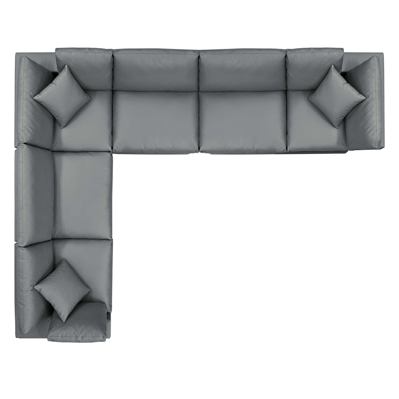 Commix 6-Piece Down Filled Overstuffed Vegan Leather Sectional, Gray