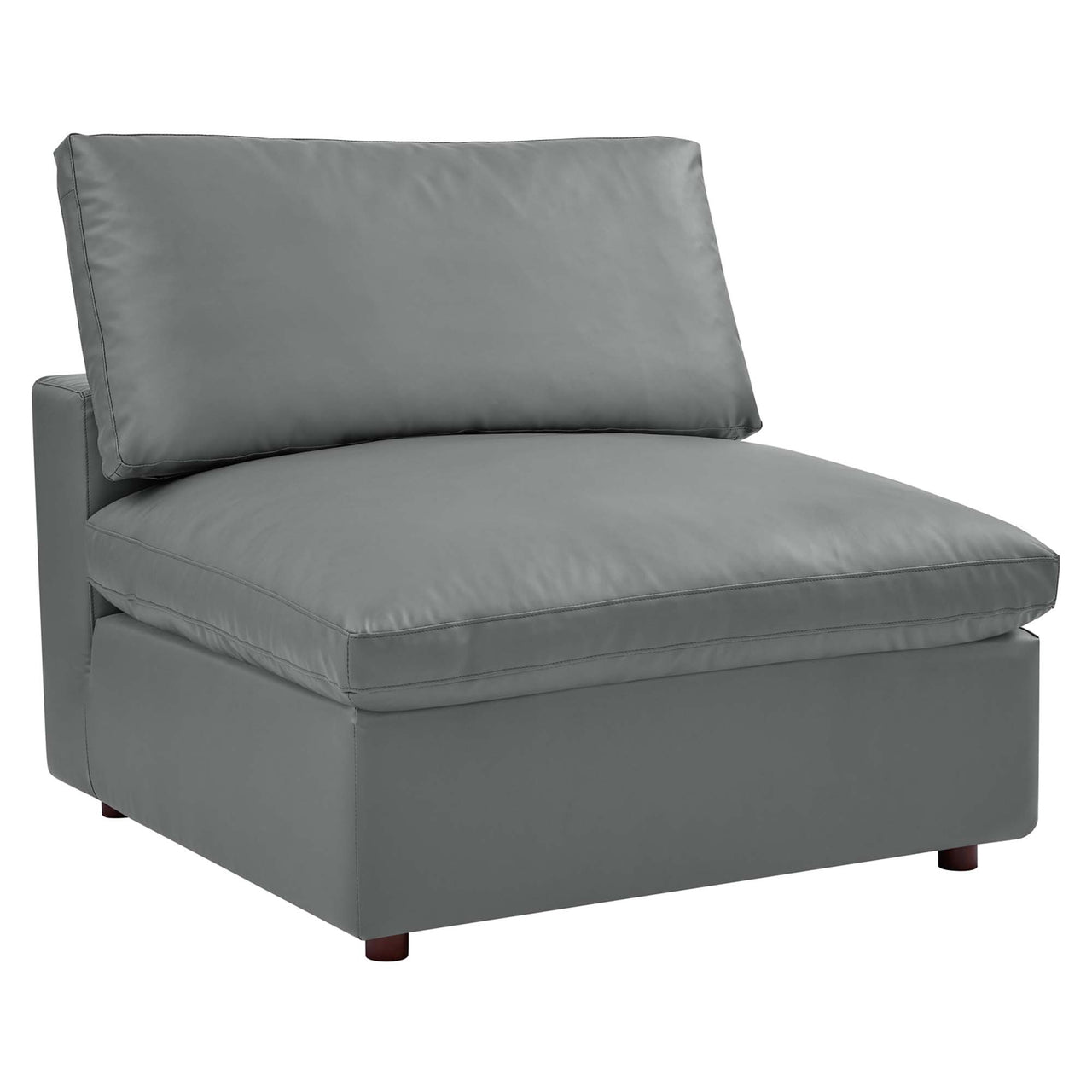 Commix 6-Piece Down Filled Overstuffed Vegan Leather Sectional, Gray