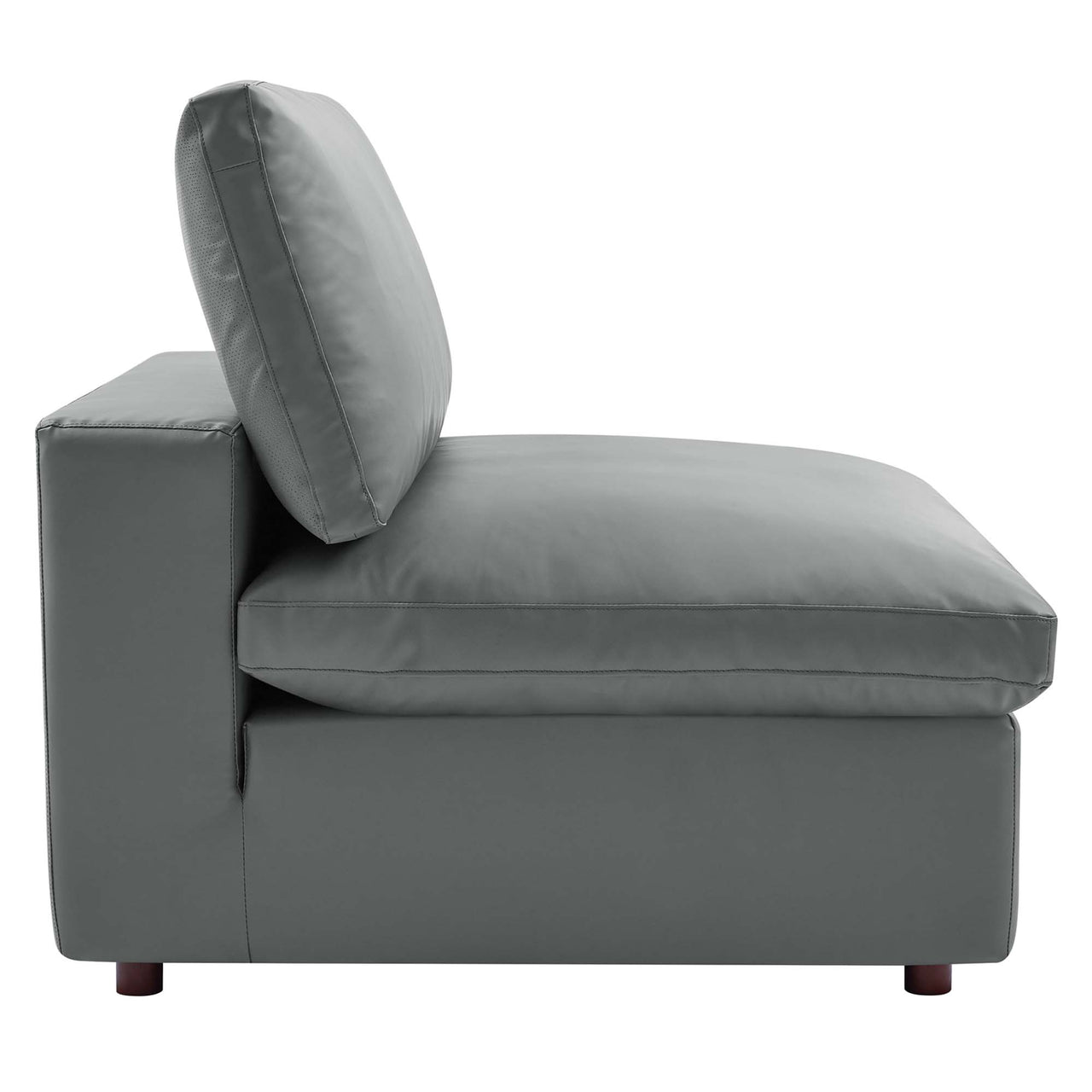 Commix 6-Piece Down Filled Overstuffed Vegan Leather Sectional, Gray