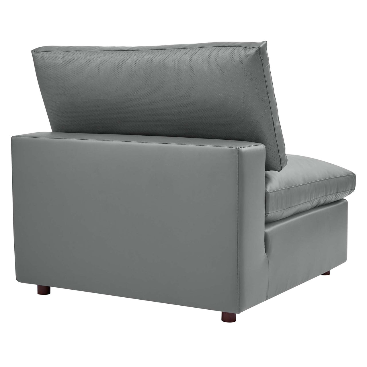 Commix 6-Piece Down Filled Overstuffed Vegan Leather Sectional, Gray