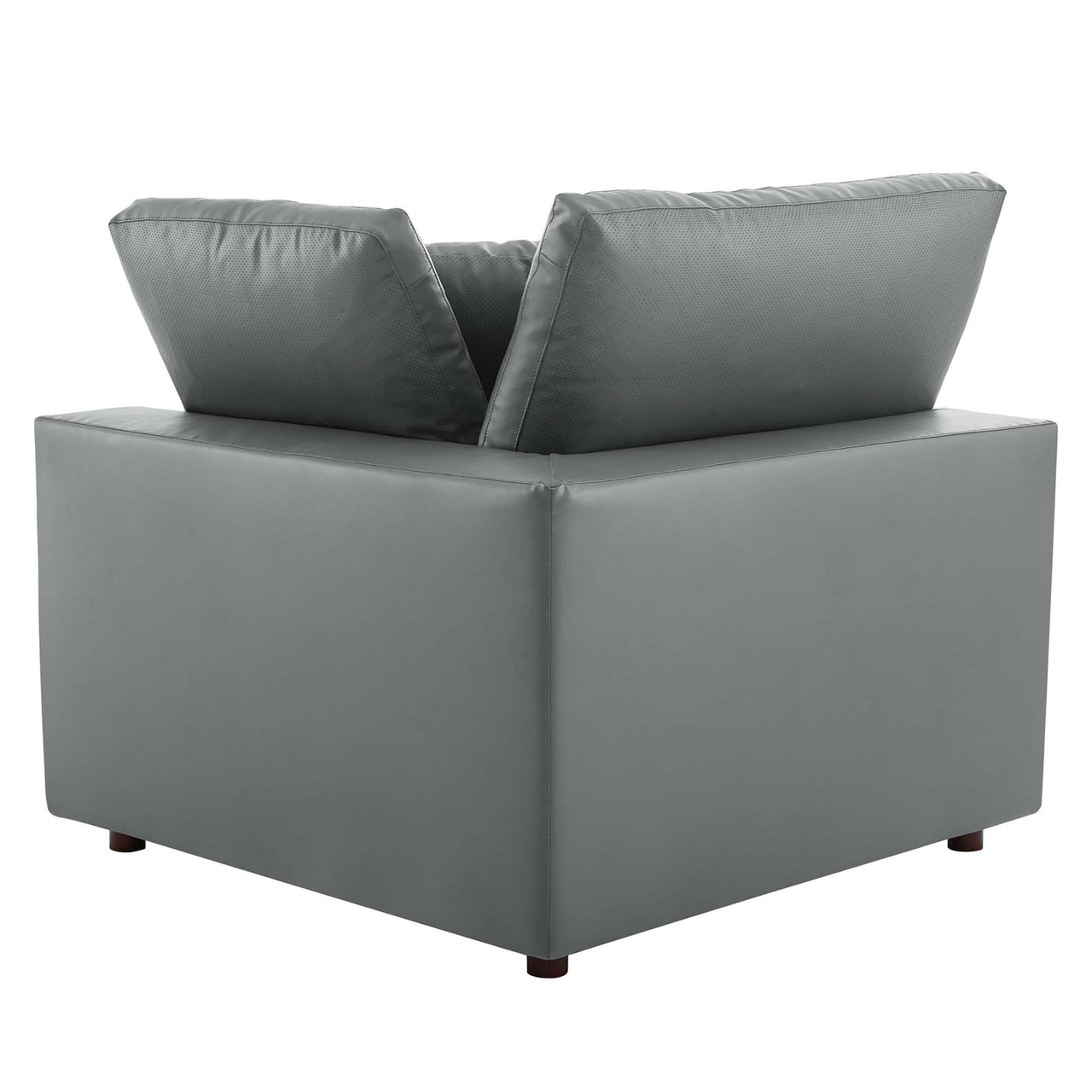 Commix 6-Piece Down Filled Overstuffed Vegan Leather Sectional, Gray