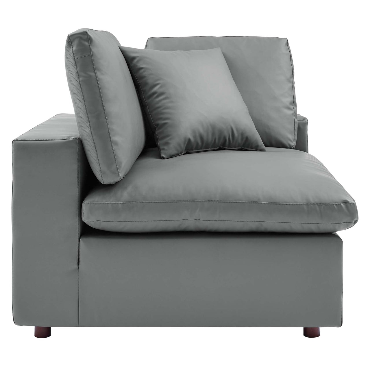Commix 6-Piece Down Filled Overstuffed Vegan Leather Sectional, Gray