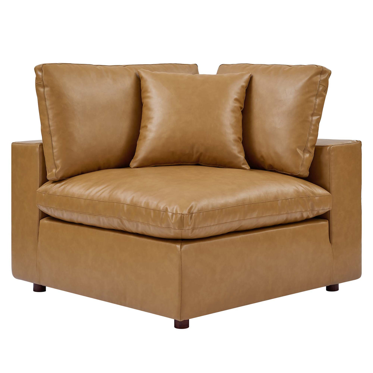 Commix 6-Piece Down Filled Overstuffed Vegan Leather Sectional, Tan