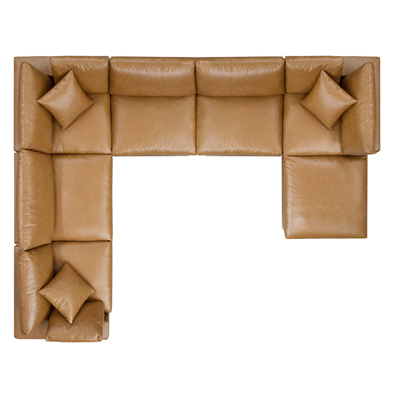 Angelic 7-Piece Cloudblend Eco-Leather Sectional, Tan