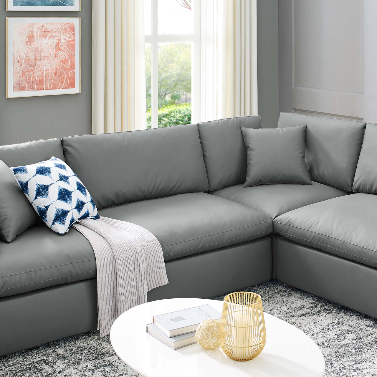 Angelic 8-Piece Cloudblend Eco-Leather Sectional, Gray