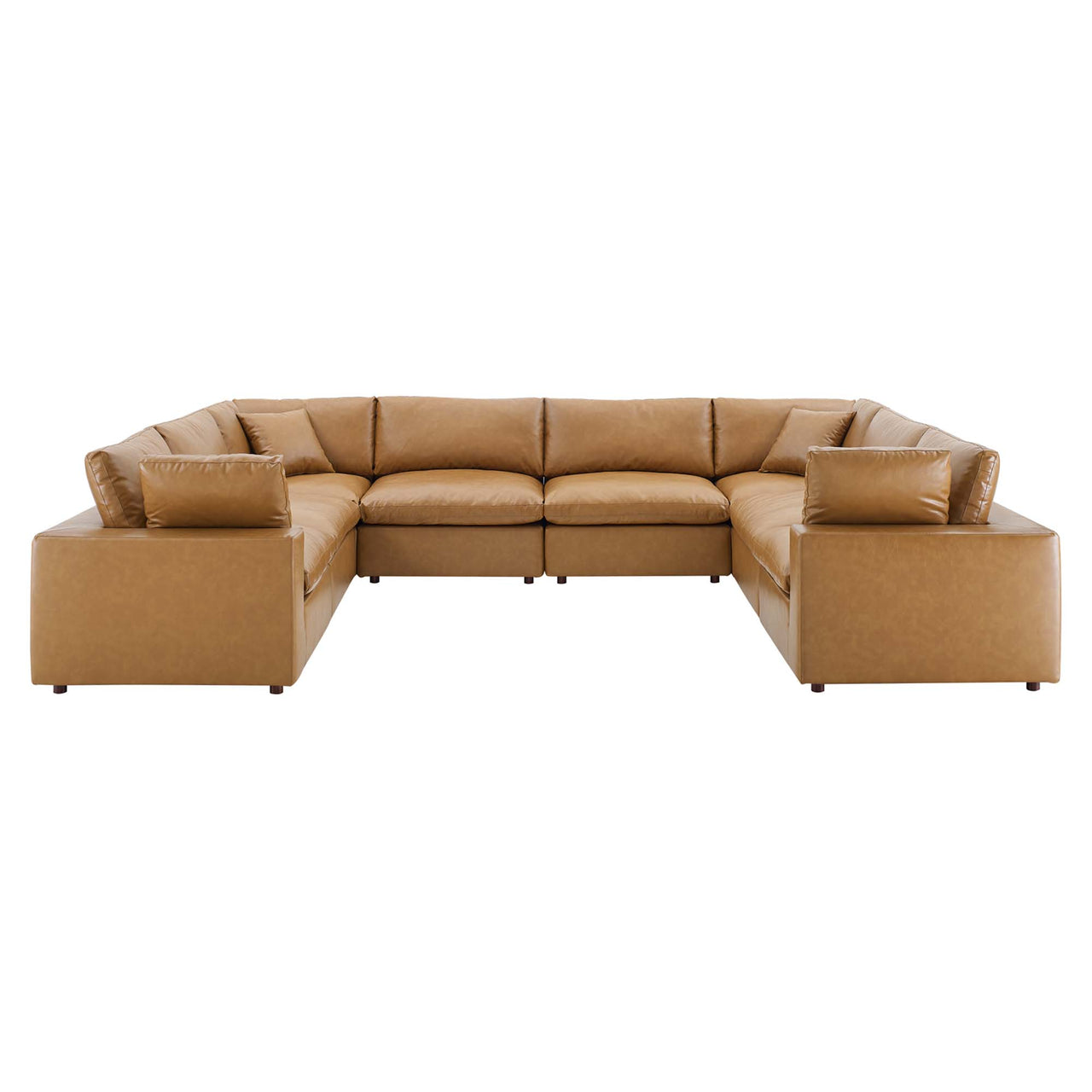 Angelic 8-Piece Cloudblend Eco-Leather Sectional, Tan