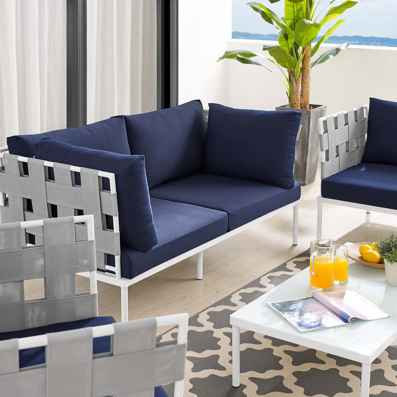 Harmonize 5-Piece Sunbrella® Alfresco Furniture Set, Gray & Navy
