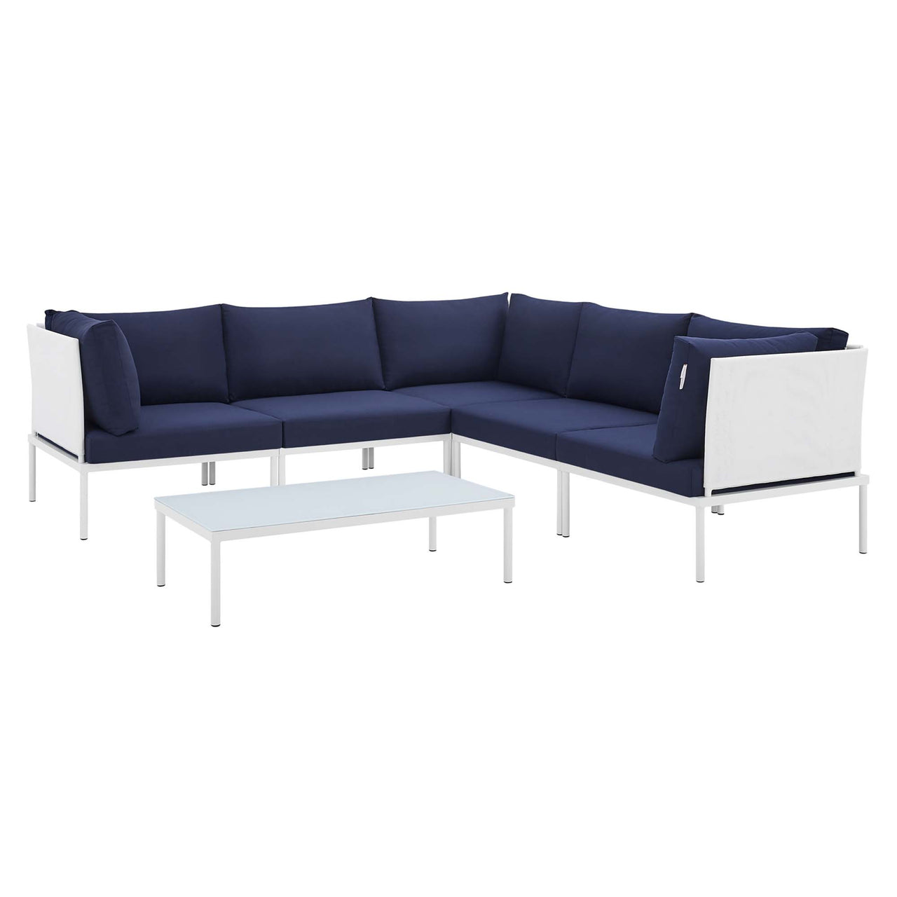 Harmonize 6-Piece Sunbrella® Alfresco Sectional Sofa Set, White & Navy