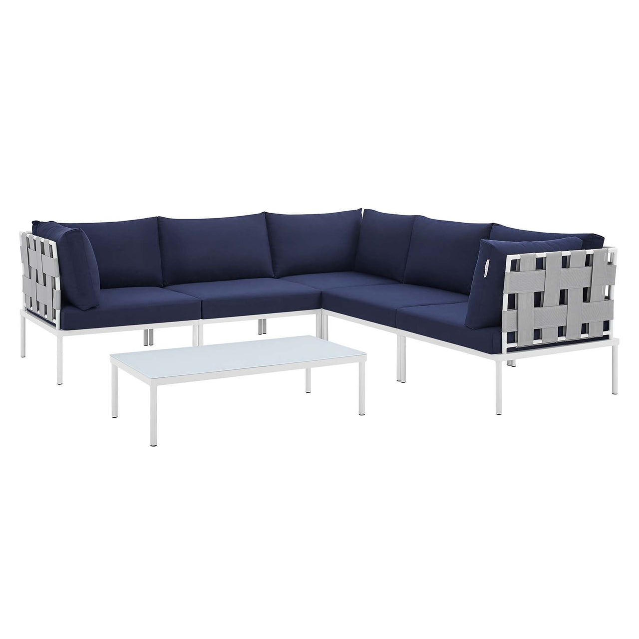 Harmonize 6-Piece Sunbrella® Alfresco Sectional Sofa Set, Gray & Navy