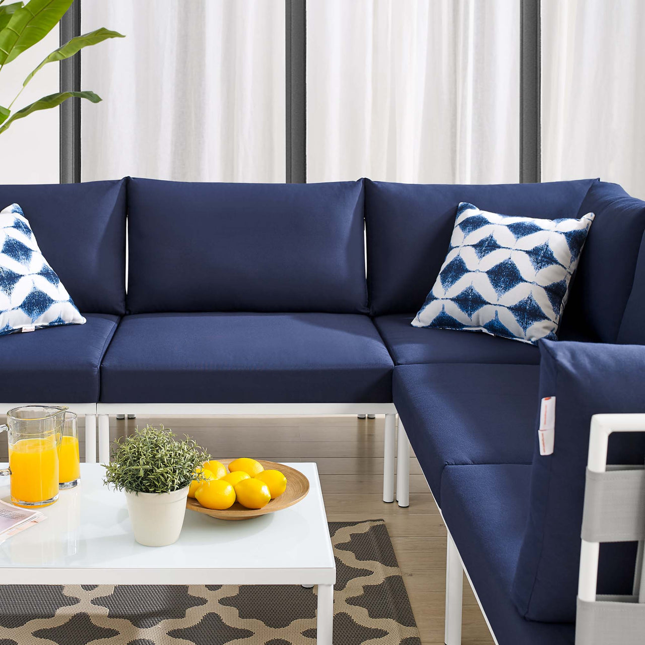 Harmonize 6-Piece Sunbrella® Alfresco Sectional Sofa Set, Gray & Navy
