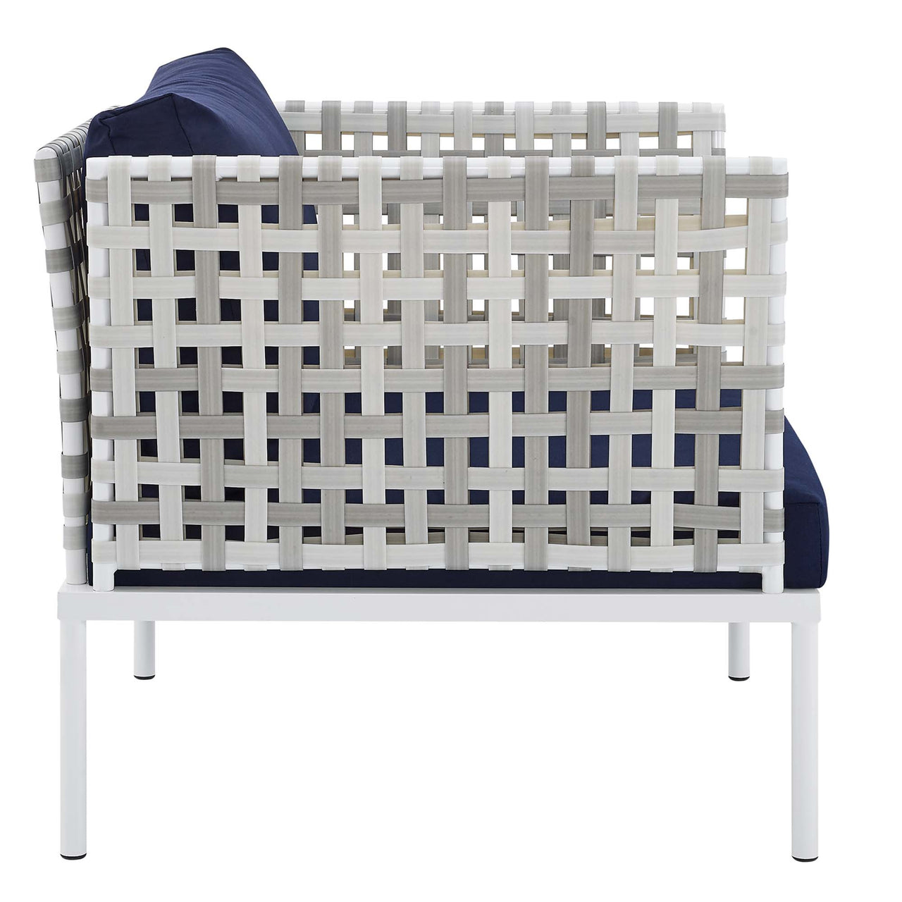 Harmonize 6-Piece Sunbrella® Basket Weave Alfresco Seating Set, Taupe & Navy