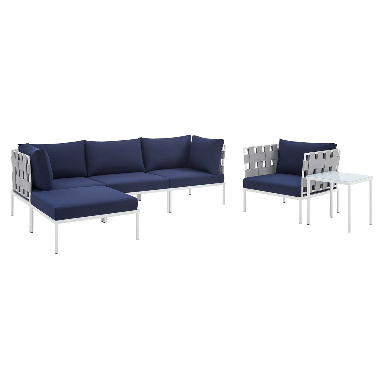 Harmonize 6-Piece Sunbrella® Alfresco Seating Set, Gray & Navy