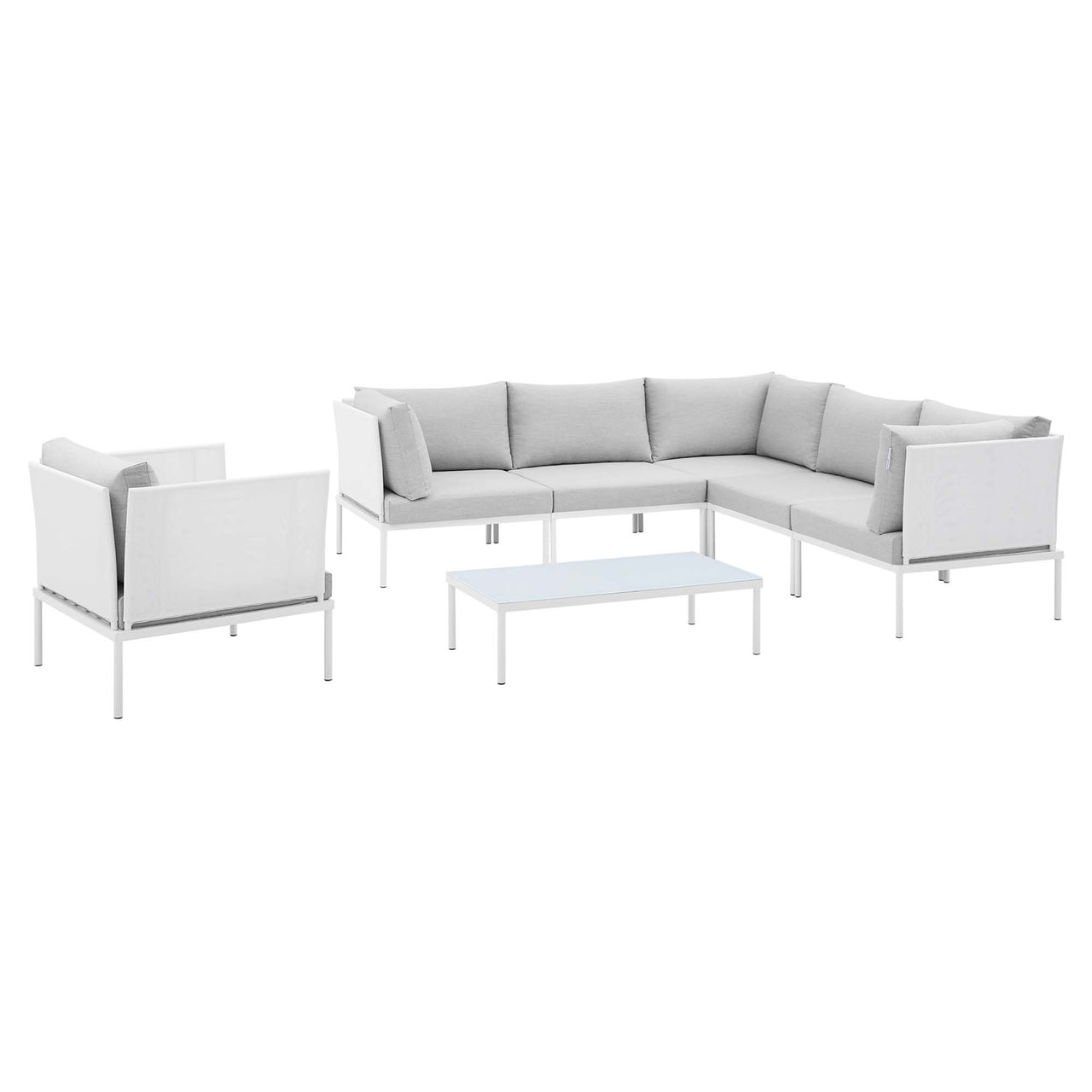 Harmonize 7-Piece Sunbrella® Alfresco Sectional Sofa Set, White & Gray