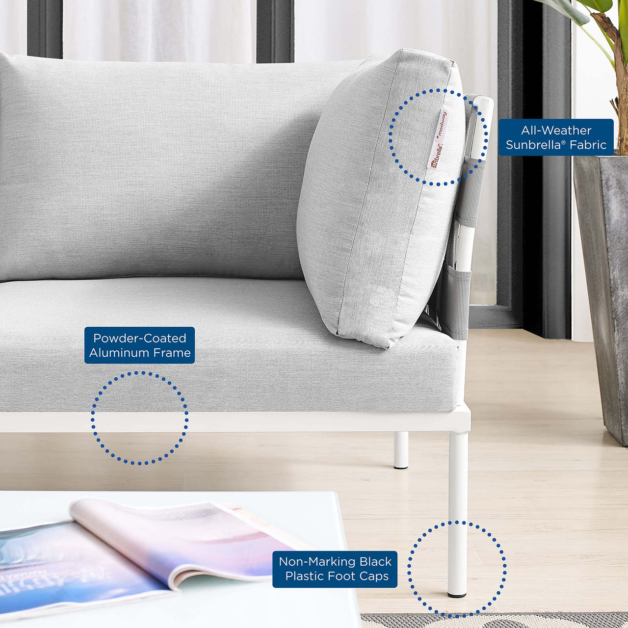 Harmonize 7-Piece Sunbrella® Alfresco Sectional Sofa Set, Gray