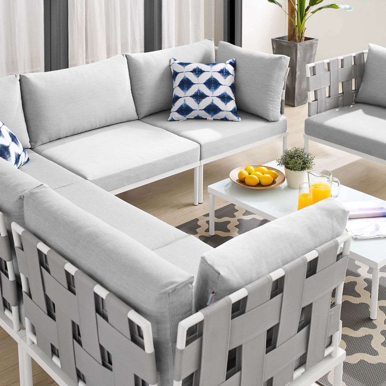 Harmonize 7-Piece Sunbrella® Alfresco Sectional Sofa Set, Gray