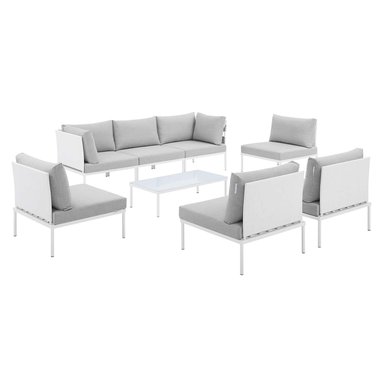 Harmonize 8-Piece Sunbrella® Alfresco Sectional Sofa Set, White & Gray