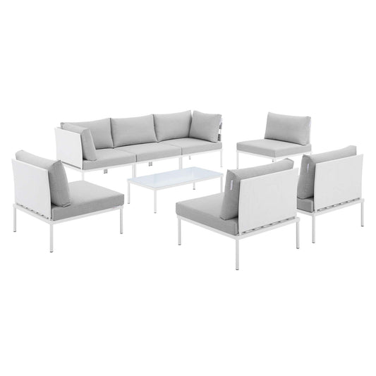 Harmonize 8-Piece Sunbrella® Alfresco Sectional Sofa Set, White & Gray