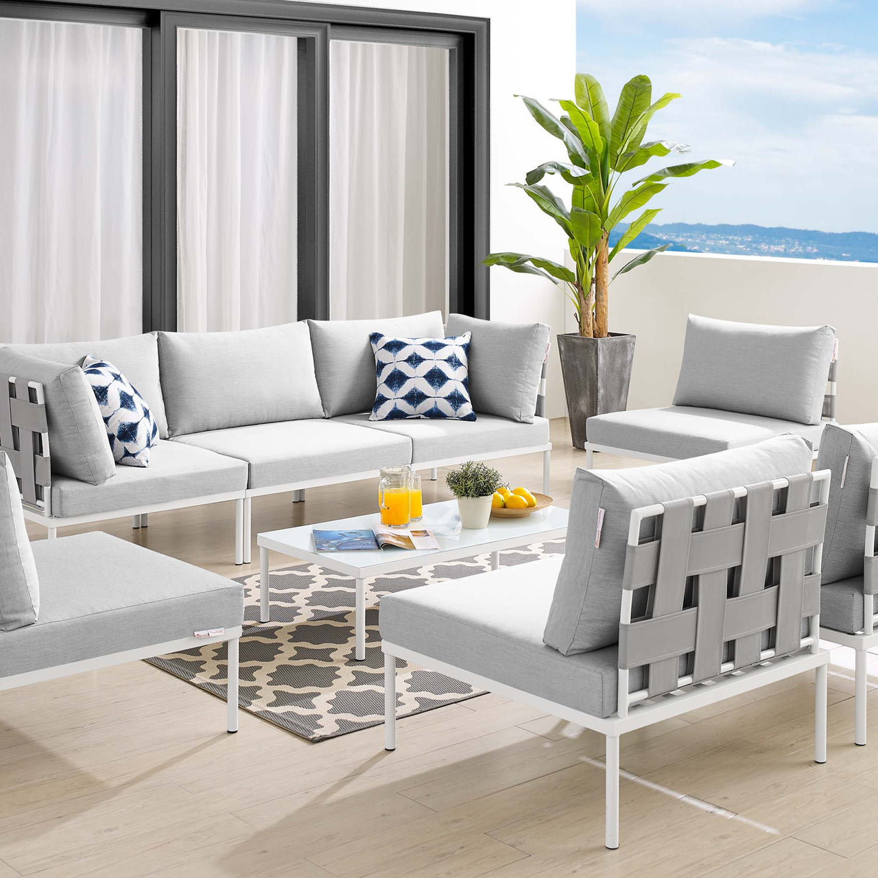 Harmonize 8-Piece Sunbrella® Alfresco All Mesh Sectional Sofa Set, Gray