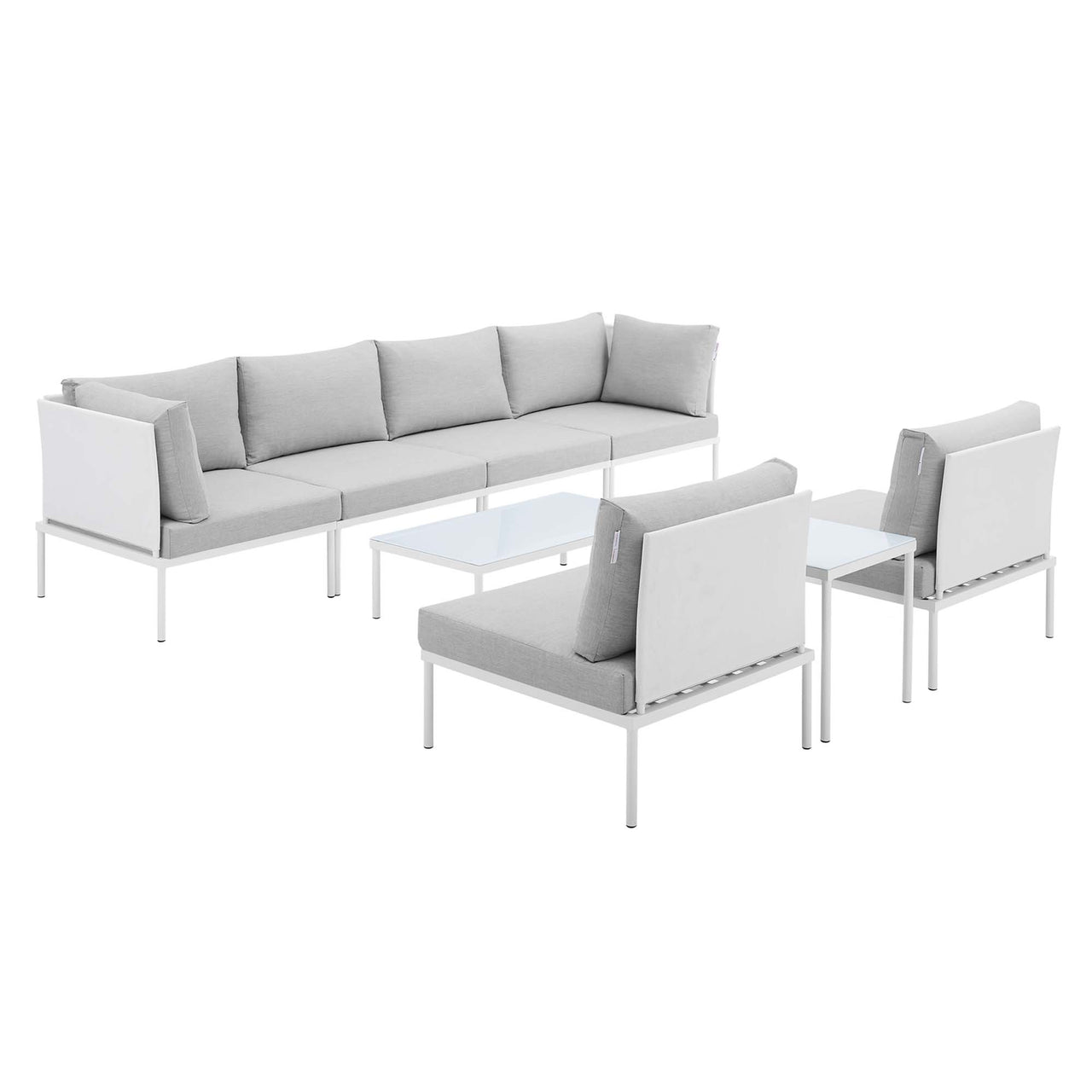 Harmonize 8-Piece Sunbrella® Alfresco Sectional Sofa Set, White & Gray