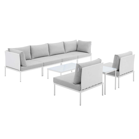 Harmonize 8-Piece Sunbrella® Alfresco Sectional Sofa Set, White & Gray