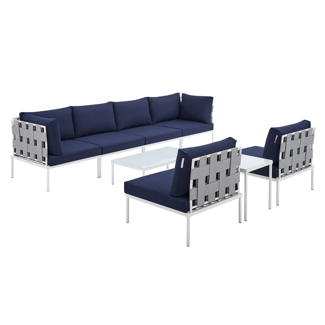 Harmonize 8-Piece Sunbrella® Alfresco Sectional Sofa Set, Gray & Navy