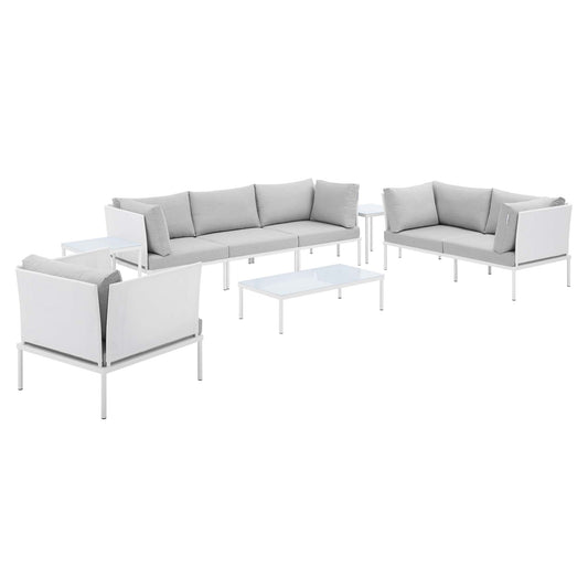 Harmonize 8-Piece Sunbrella® Alfresco Seating Set, White & Gray