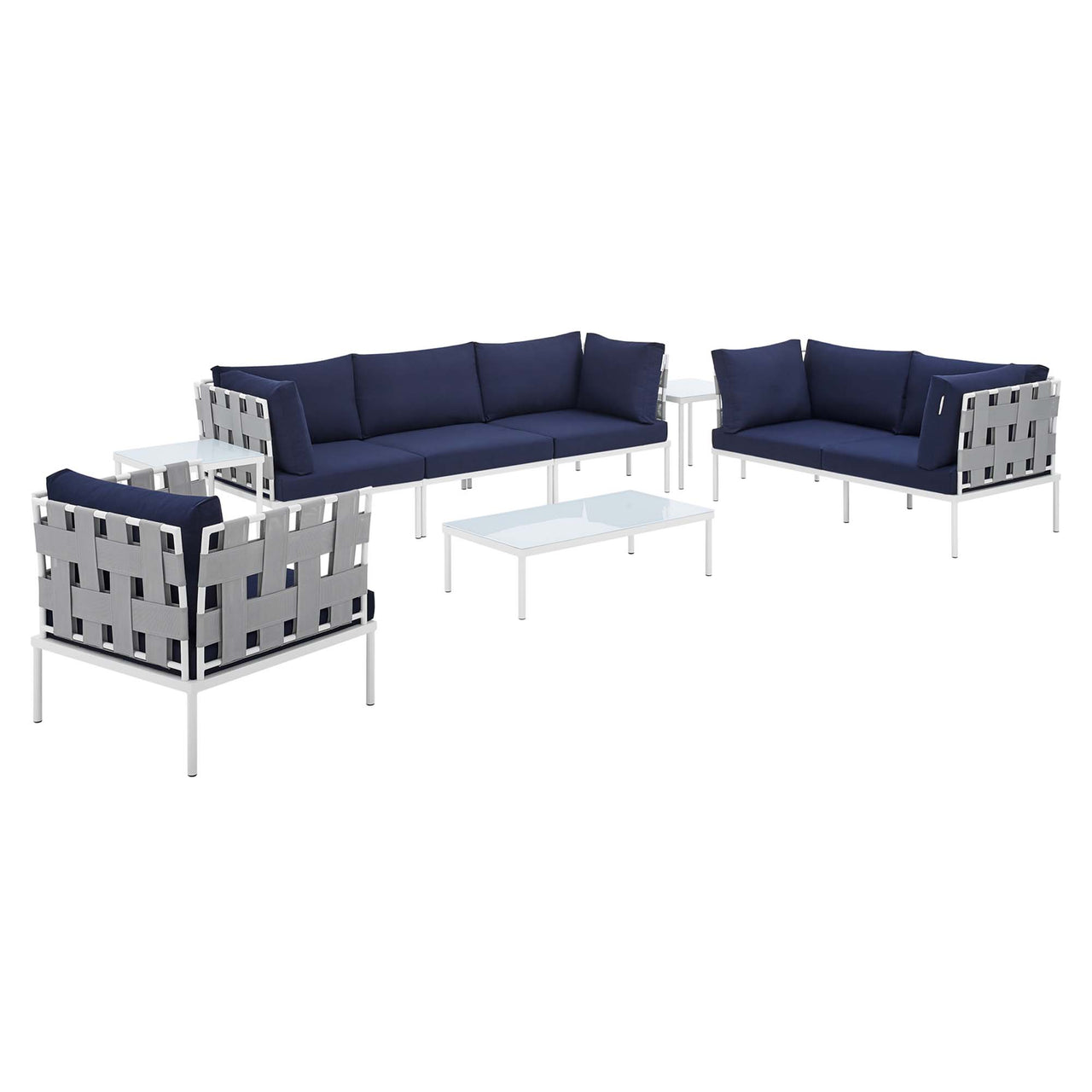 Harmonize 8-Piece Sunbrella® Alfresco Seating Set, Gray & Navy