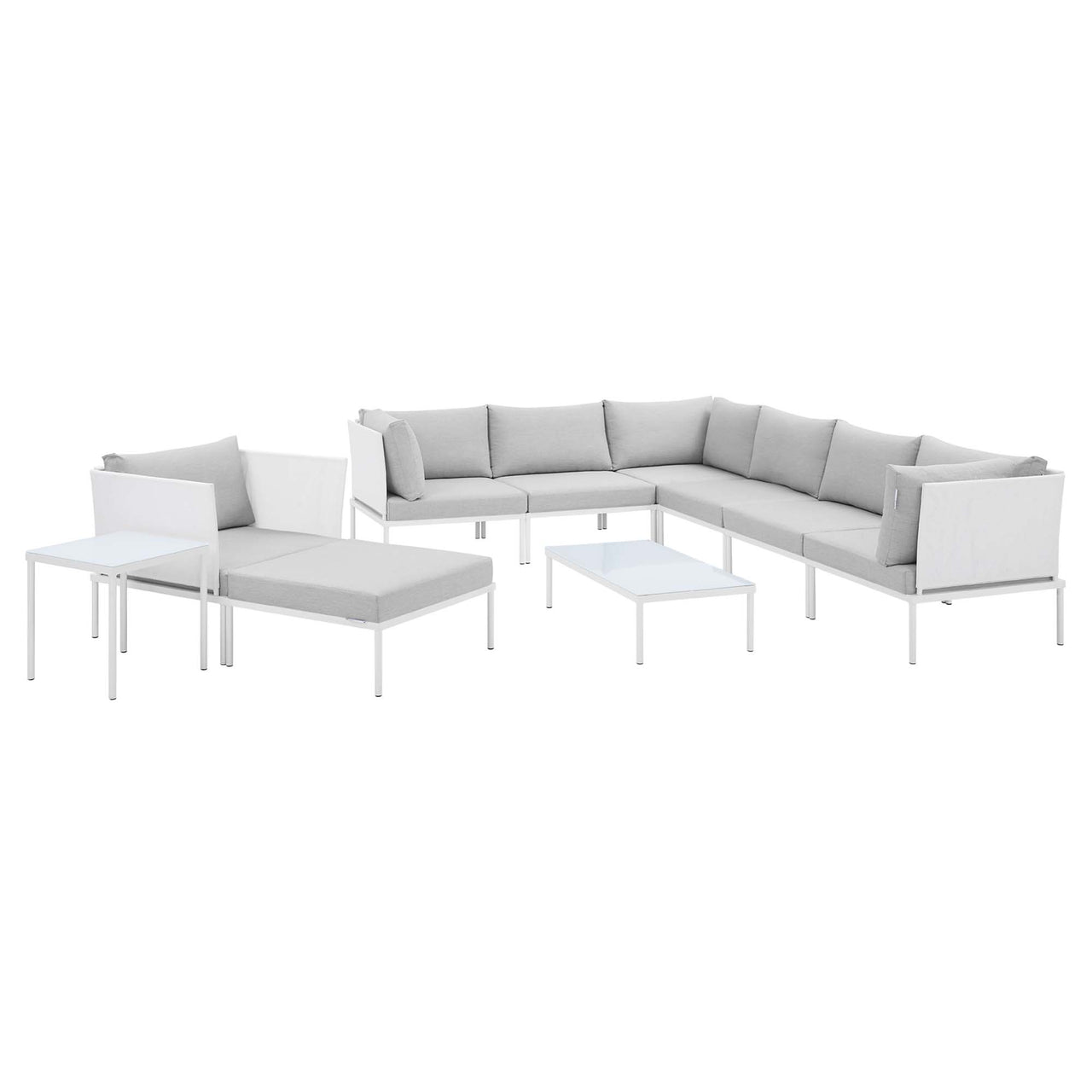Harmonize 10-Piece Sunbrella® Alfresco Sectional Sofa Set, White & Gray