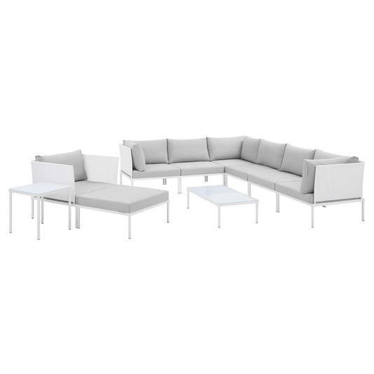 Harmonize 10-Piece Sunbrella® Alfresco Sectional Sofa Set, White & Gray