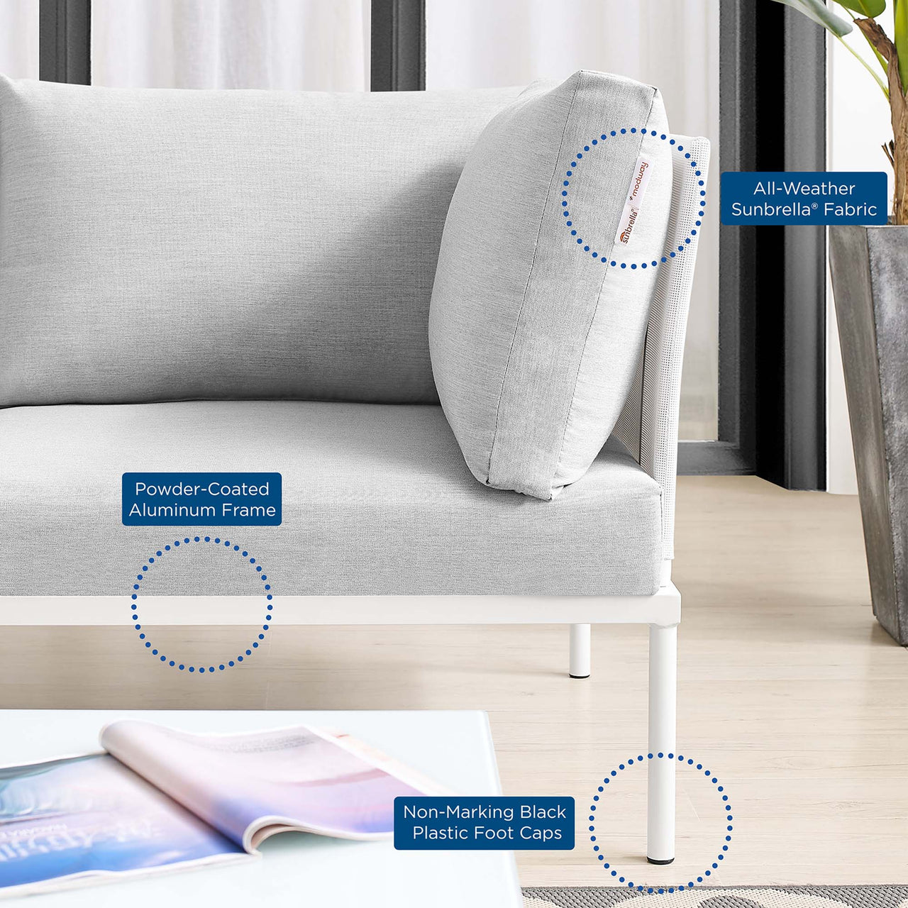 Harmonize 10-Piece Sunbrella® Alfresco Sectional Sofa Set, White & Gray