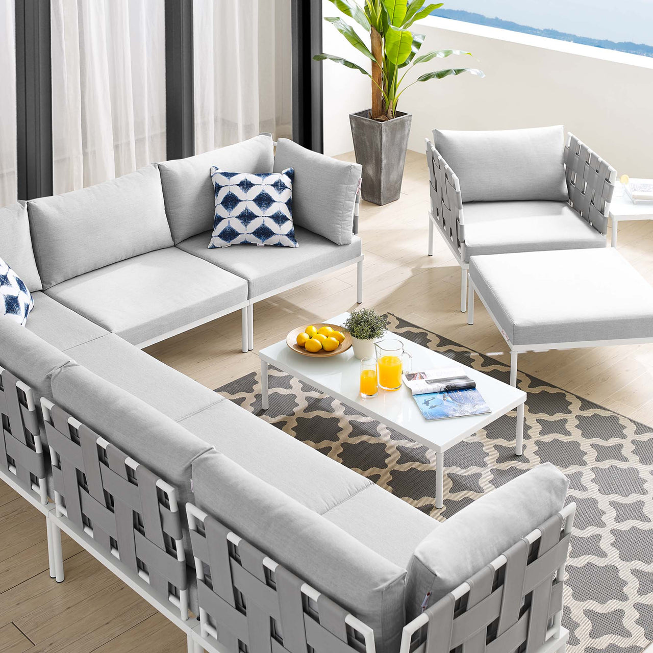 Harmonize 10-Piece Sunbrella® Alfresco Sectional Sofa Set, Gray