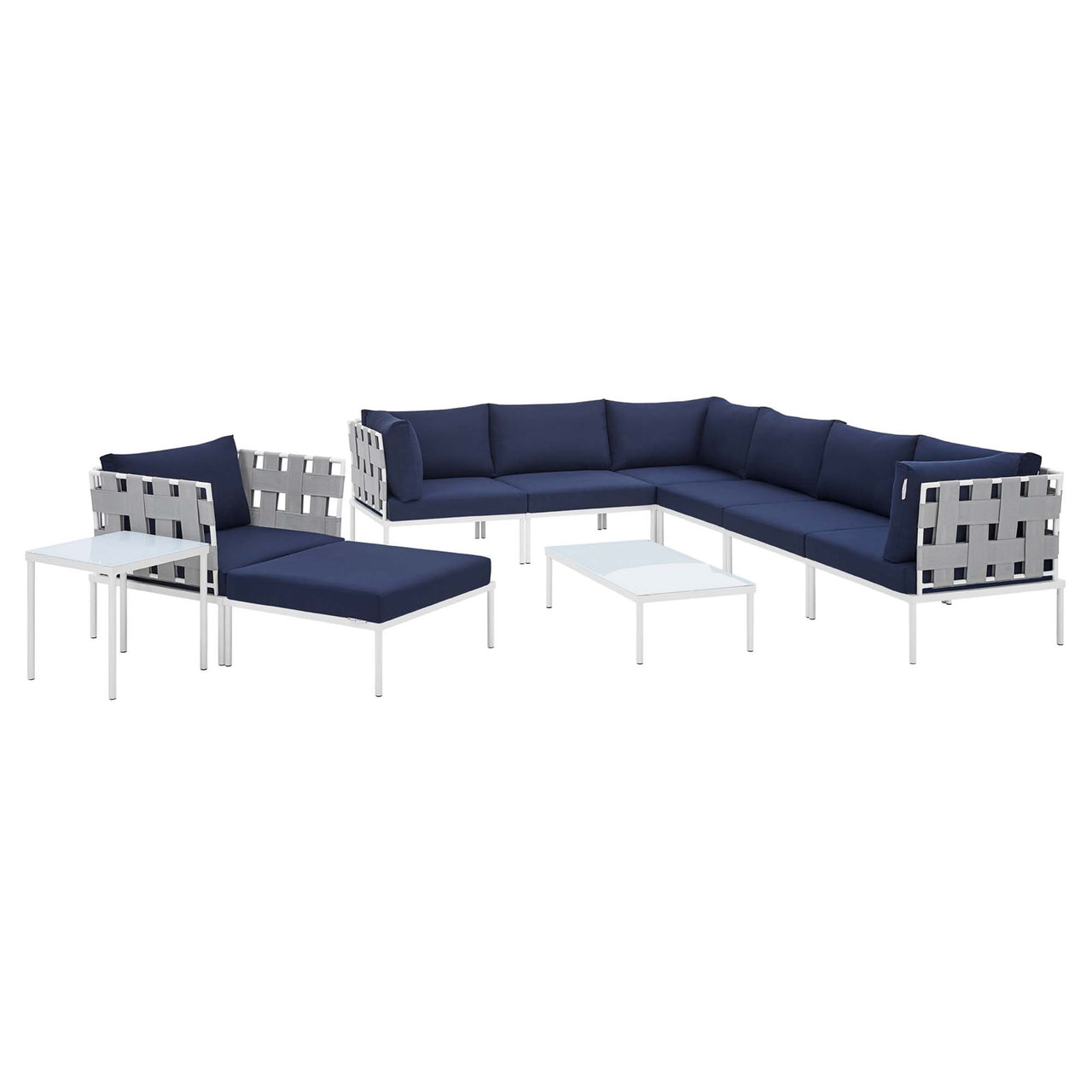 Harmonize 10-Piece Sunbrella® Alfresco Sectional Sofa Set, Gray & Navy