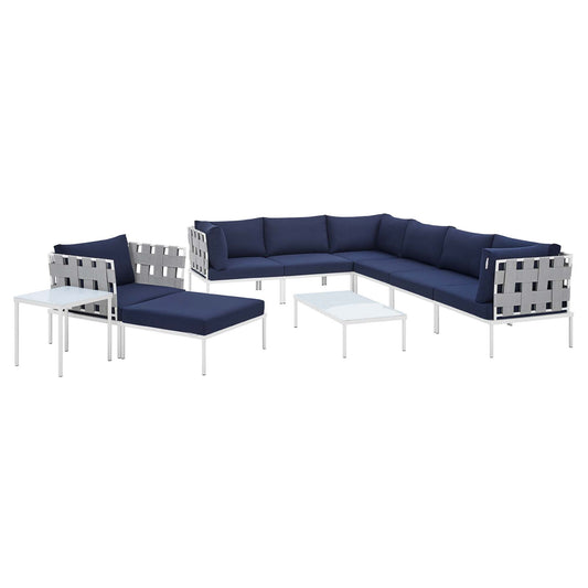 Harmonize 10-Piece Sunbrella® Alfresco Sectional Sofa Set, Gray & Navy