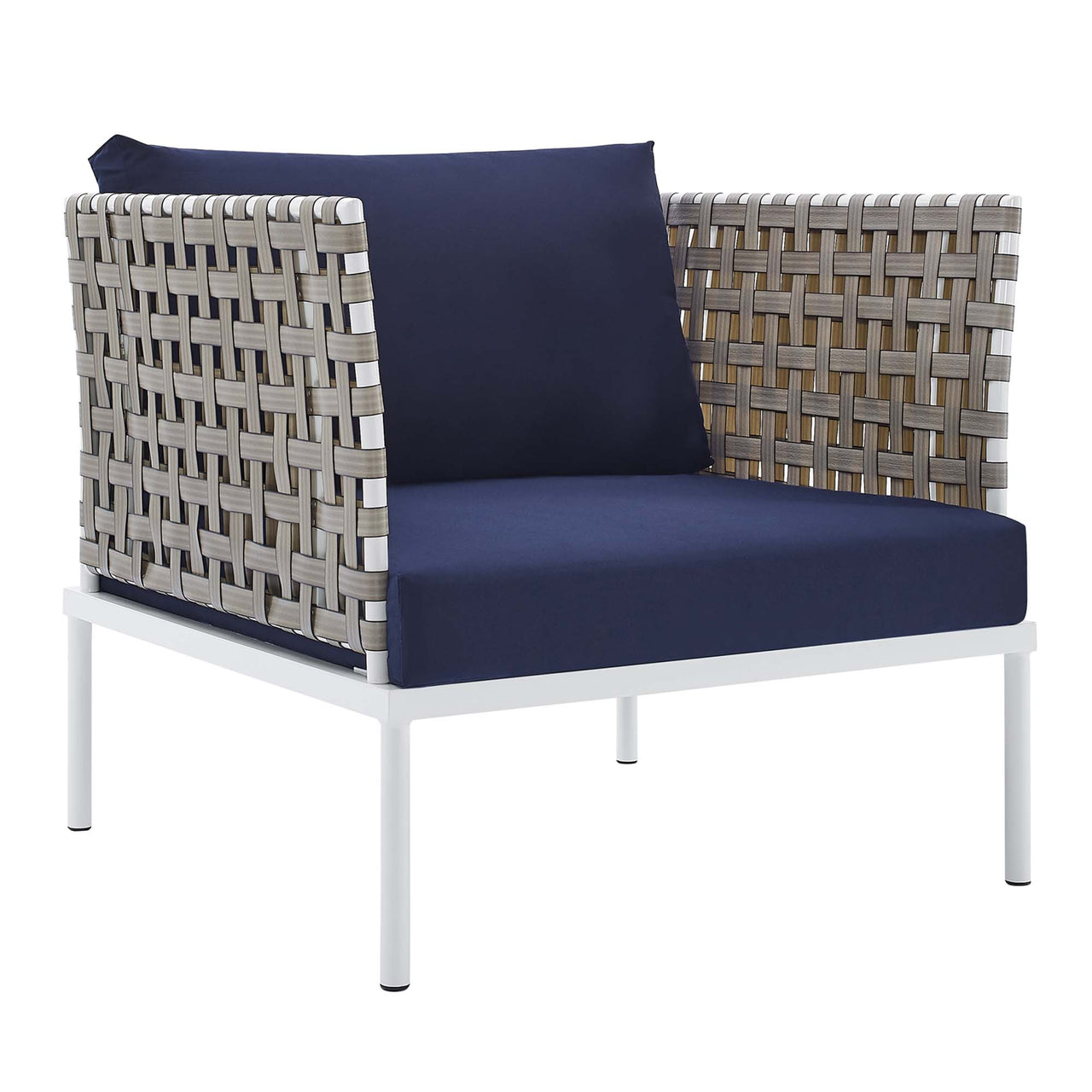 Harmonize Sunbrella® Basket Weave Alfresco Armchair, Tan & Navy