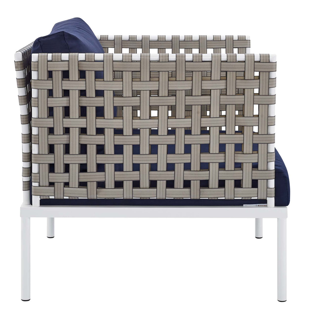Harmonize Sunbrella® Basket Weave Alfresco Armchair, Tan & Navy