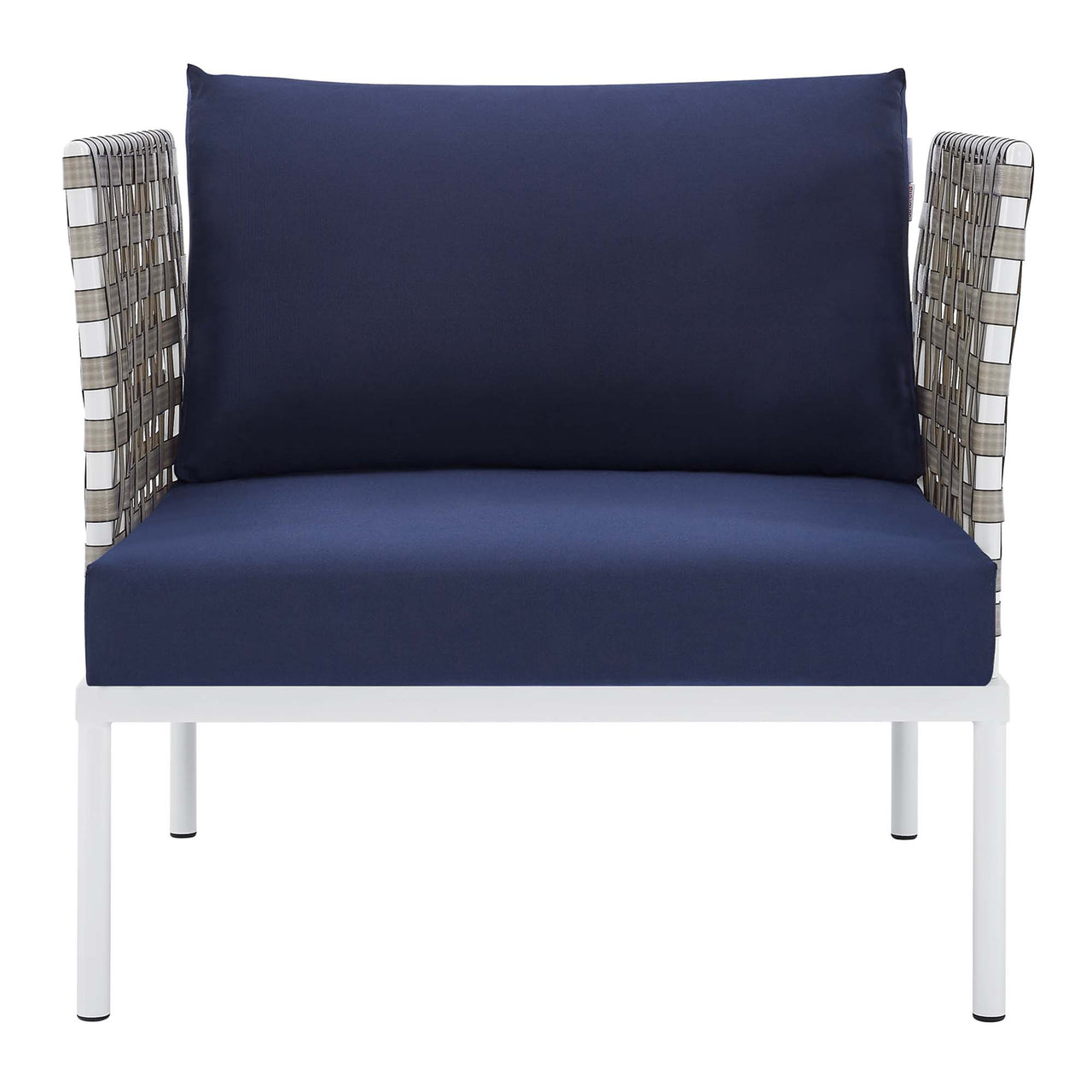 Harmonize Sunbrella® Basket Weave Alfresco Armchair, Tan & Navy