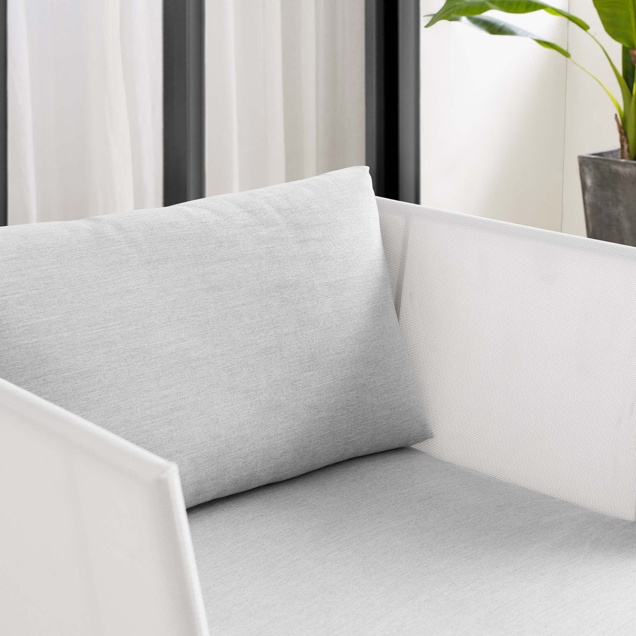 Harmonize Sunbrella® Alfresco Armchair, White & Gray