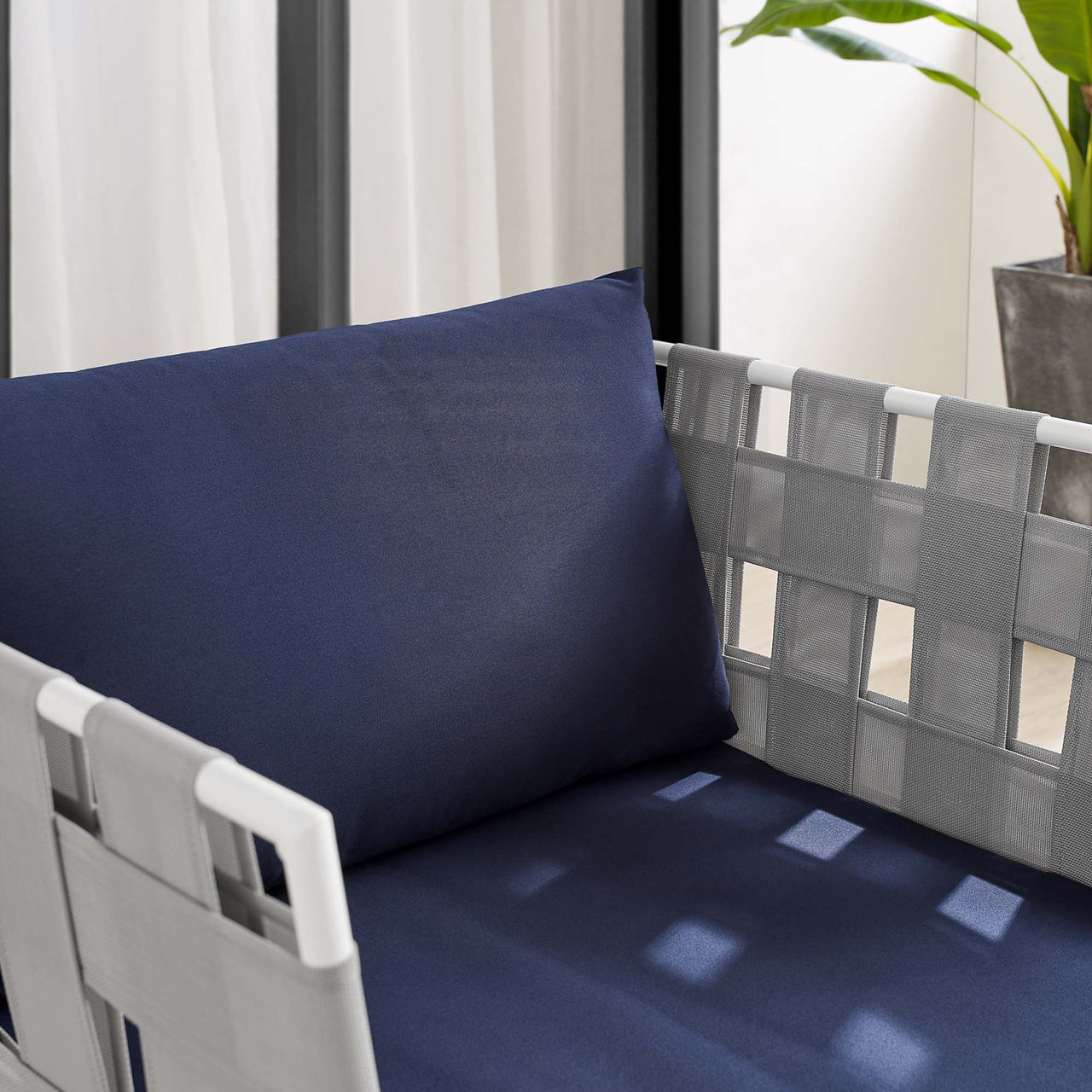 Harmonize Sunbrella® Alfresco Armchair, Gray & Navy