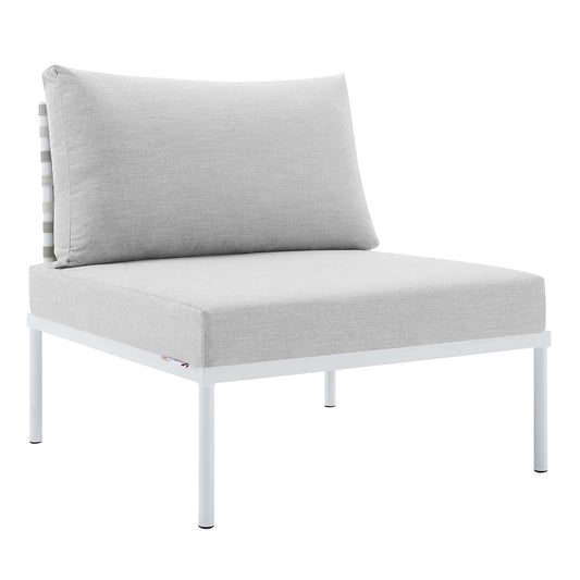 Harmonize Sunbrella® Basket Weave Alfresco Armless Chair | Outdoor Modular Sectional Component, Taupe & Gray