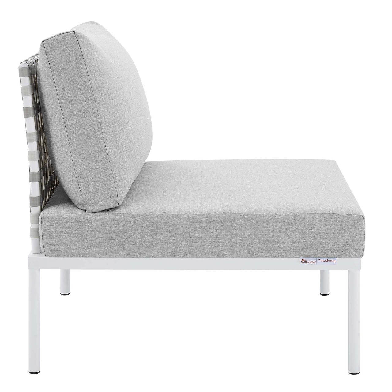 Harmonize Sunbrella® Basket Weave Alfresco Armless Chair | Outdoor Modular Sectional Component, Taupe & Gray