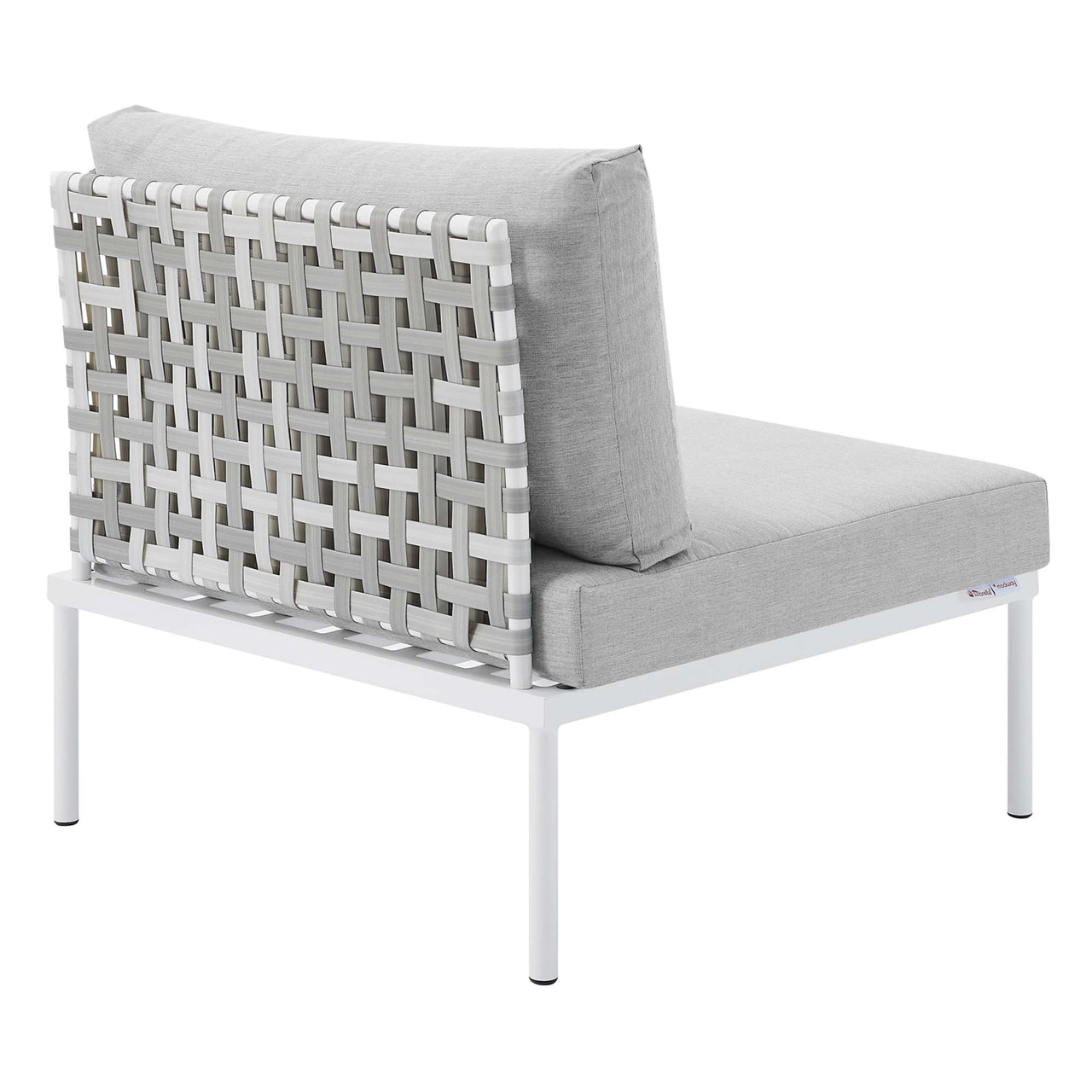Harmonize Sunbrella® Basket Weave Alfresco Armless Chair | Outdoor Modular Sectional Component, Taupe & Gray