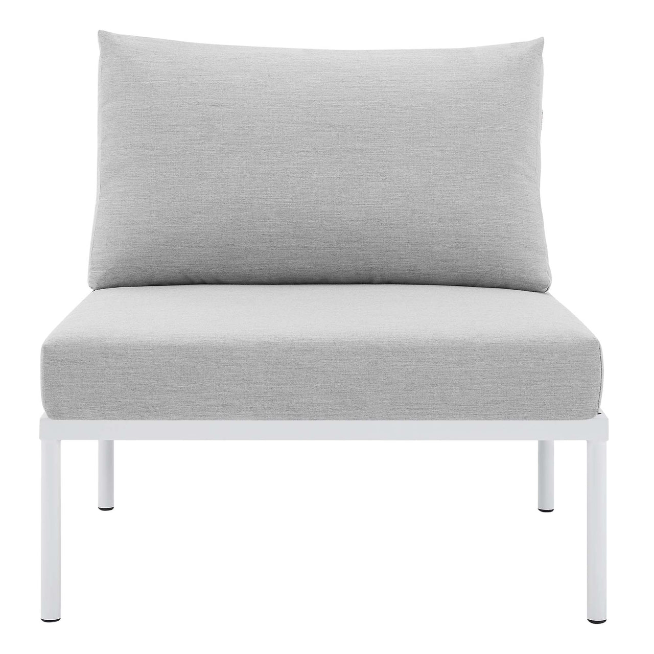 Harmonize Sunbrella® Basket Weave Alfresco Armless Chair | Outdoor Modular Sectional Component, Taupe & Gray
