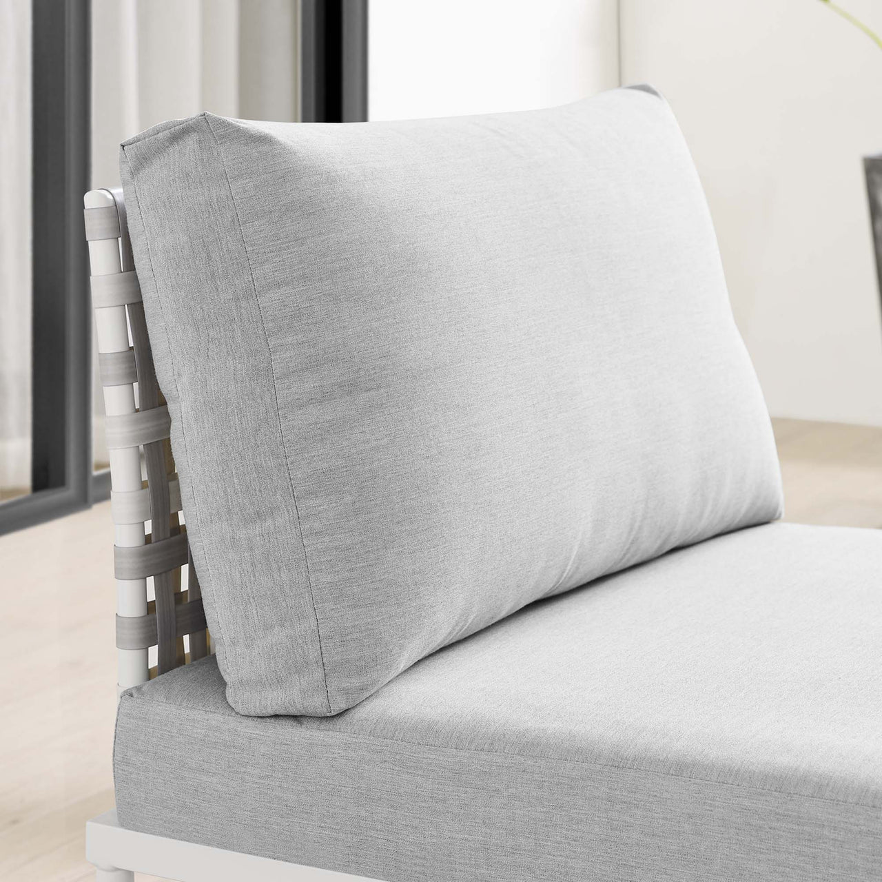 Harmonize Sunbrella® Basket Weave Alfresco Armless Chair | Outdoor Modular Sectional Component, Taupe & Gray